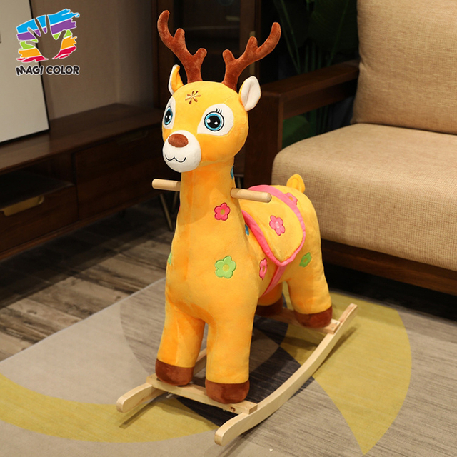 Plush Deer Rocking Toy with Wooden Base for Kids