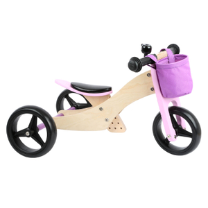 Wooden Kids Tricycle with purple and Storage Basket