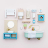 Wooden Mini Dollhouse Bathroom Furniture Set with Accessories