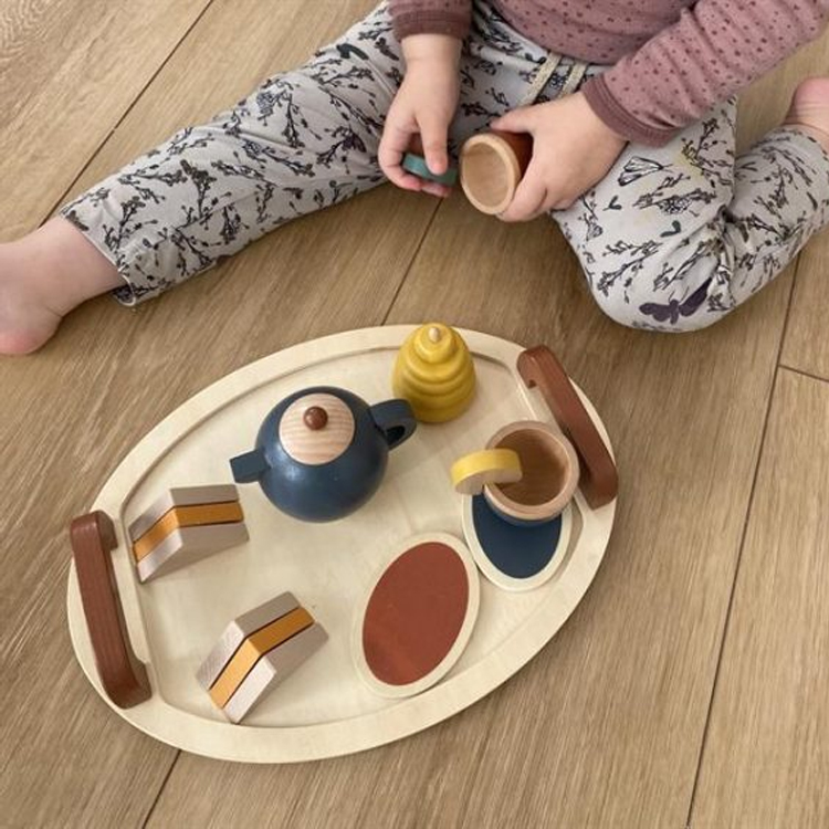 Wooden Afternoon Tea Play set with Teapot, Cups and Snacks