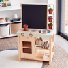 Wooden Kids Play Kitchen Set with Chalkboard Drawing