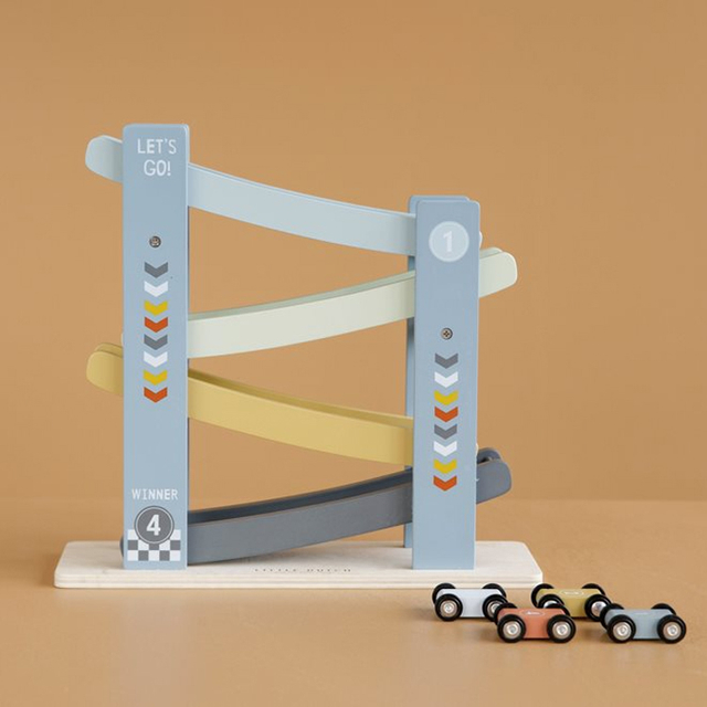 Wooden Ramp Racer Toy Set with Gliding Cars