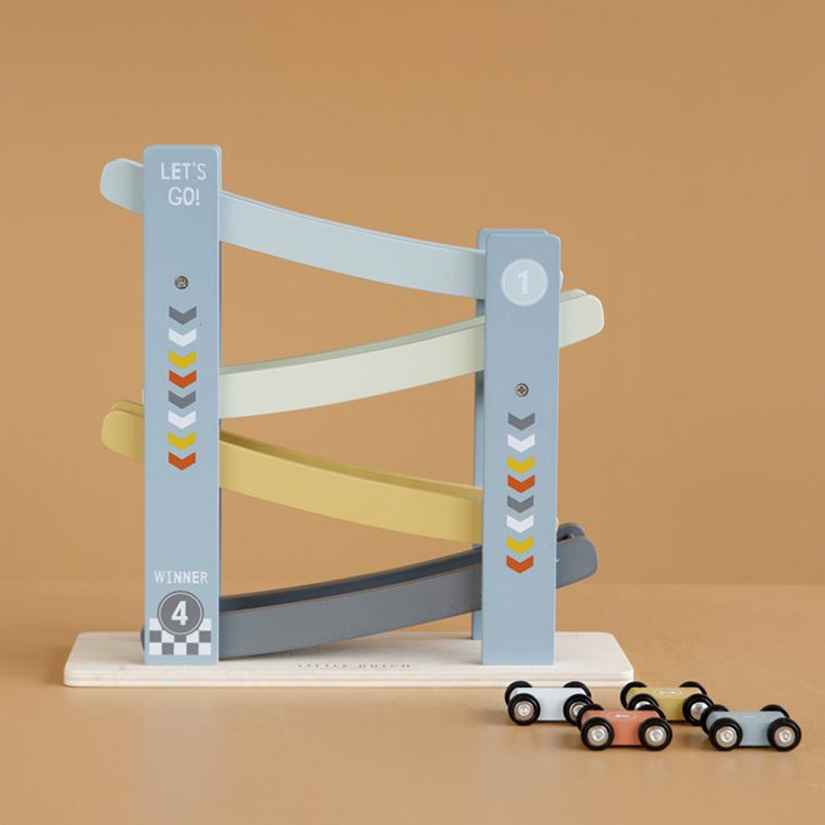 Wooden Ramp Racer Toy Set with Gliding Cars
