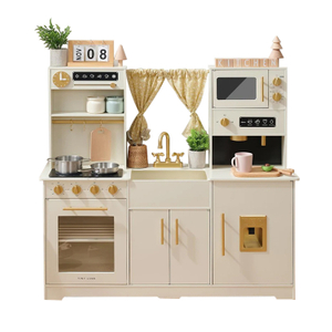 Wooden Kids Play Kitchen Set with Realistic Appliances