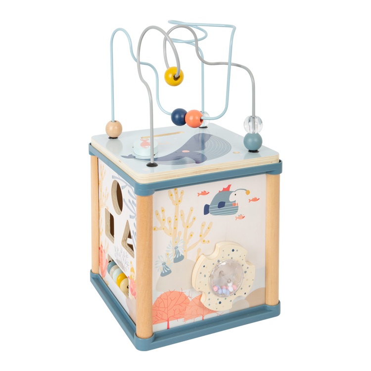 Wooden Ocean Activity Cube Toy with Multi - Play Features