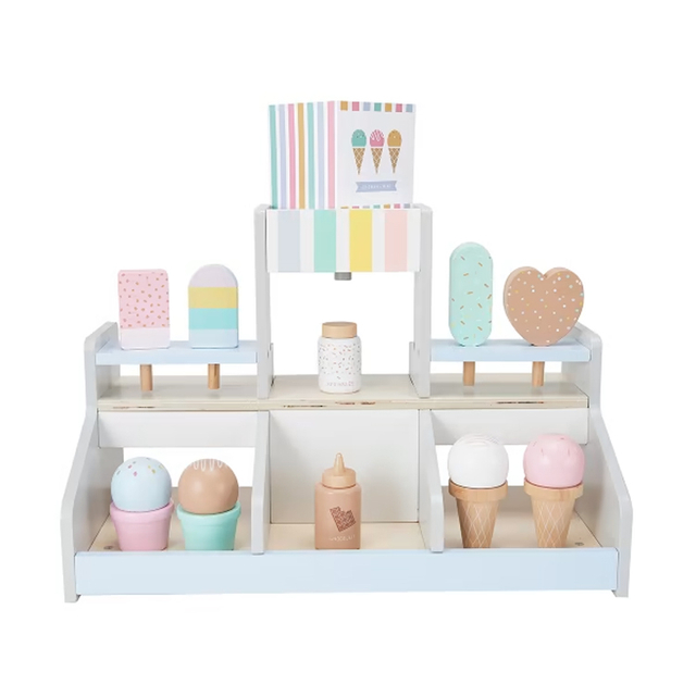 Wooden Ice Cream Shop Play set with Colorful Dessert Toys
