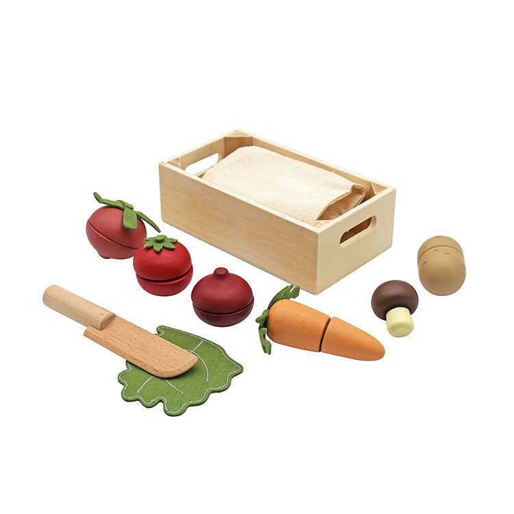 Wooden Vegetable Cutting Play Set and Storage Box