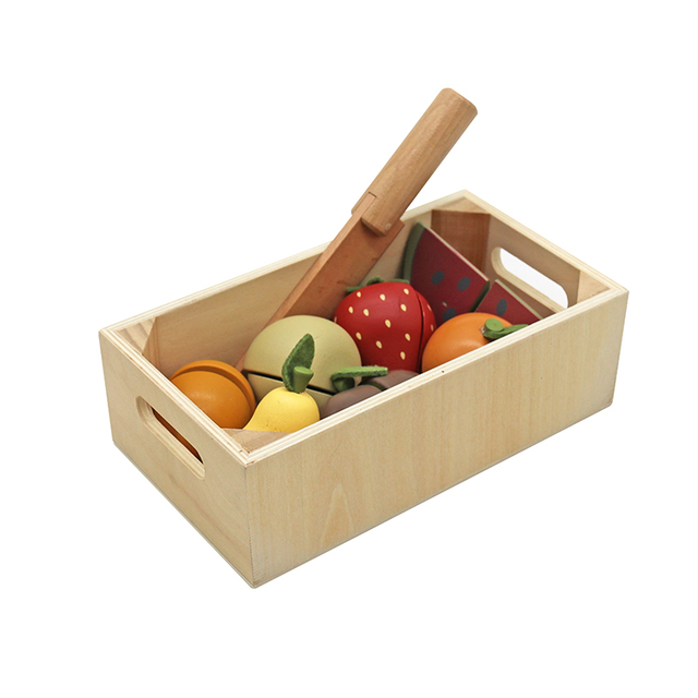 Wooden Fruit Cutting Play Set and Storage Box