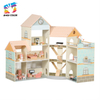 Wooden Multi-Level Townhouse Dollhouse with Furniture for Kids