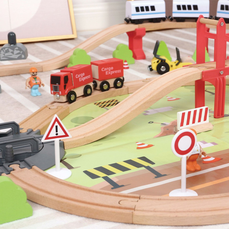 Electric Construction Toy Train Track Set