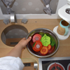  Wooden L-Shaped Kids Play Kitchen Set with Chalkboard Refrigerator