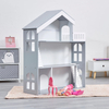 Large Gray Wooden Three - Story Dollhouse