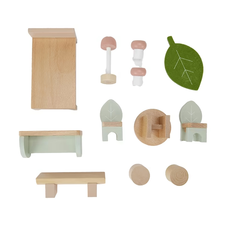 Wooden Tree House Dollhouse with Swing & Slide 