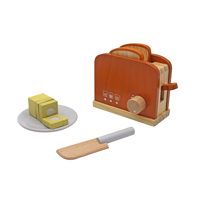 Wooden Toaster Play Set with Bread and Knife