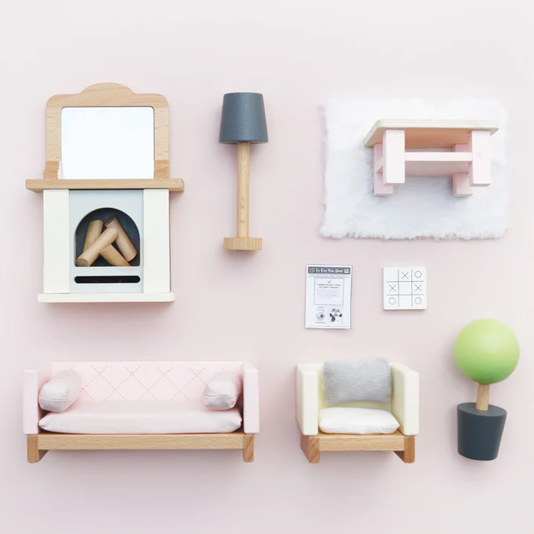 Wooden Mini Living Room Furniture Set for Dollhouse