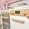 Pink Wooden L-Shaped Kids Play Kitchen Set with Chalkboard