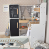  Wooden L-Shaped Kids Play Kitchen Set with Chalkboard Refrigerator