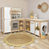 Large Wooden Kids Play Kitchen Set with Laundry Appliance and Storage