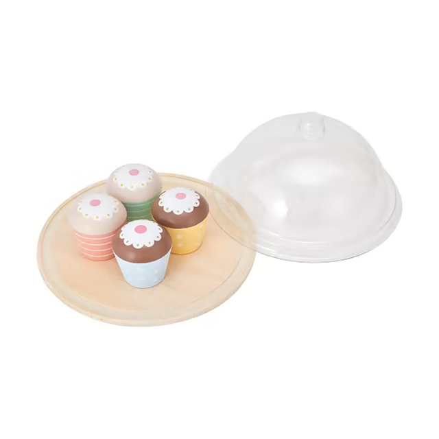 Wooden Cupcake Toy Set with Serving Tray 