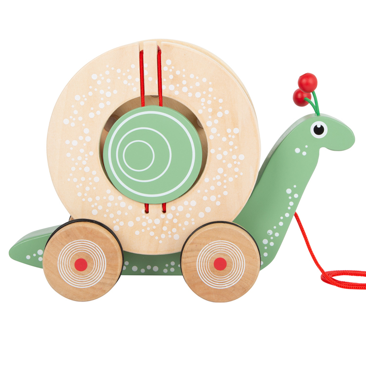 Wooden Snail Pull Along Toy with Shape Sorting