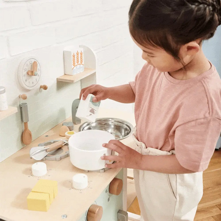 Wooden Kids Play Kitchen Set with Chalkboard