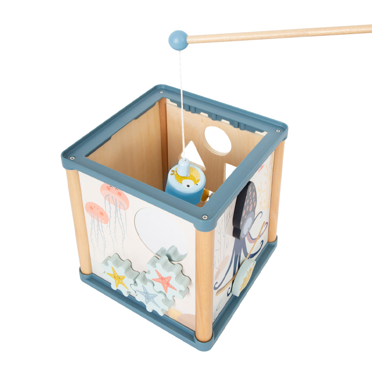 Wooden Ocean Activity Cube Toy with Multi - Play Features