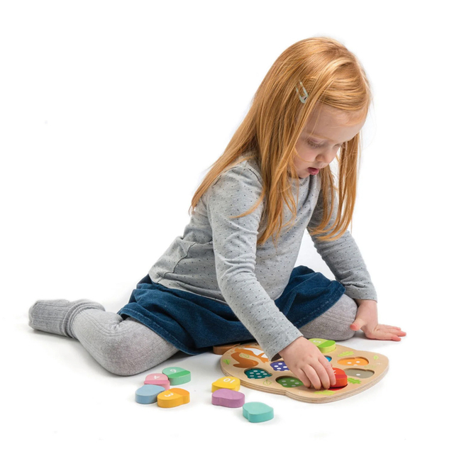 Wooden Squirrel Number Puzzle Toy for Kids' Counting Learning