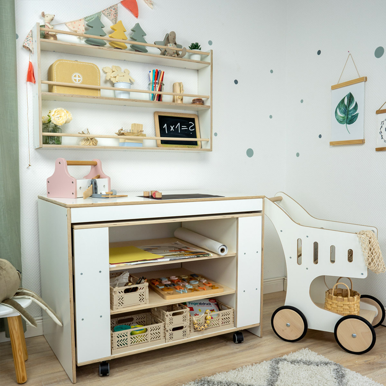 Wooden Convertible Kids Activity Table and Storage Unit with Shelf