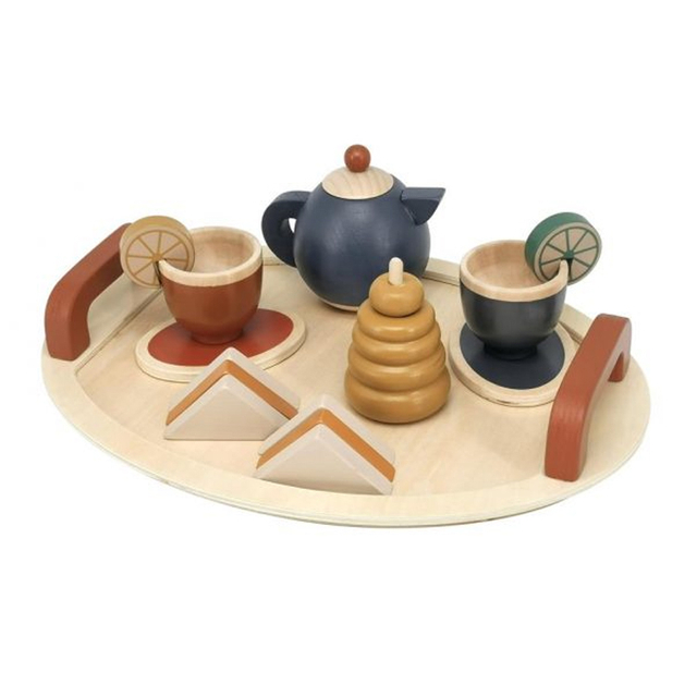 Wooden Afternoon Tea Play set with Teapot, Cups and Snacks