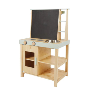 Wooden Kids Play Kitchen Set with Chalkboard Drawing