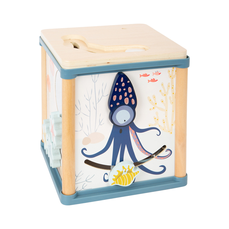 Wooden Ocean Activity Cube Toy with Multi - Play Features