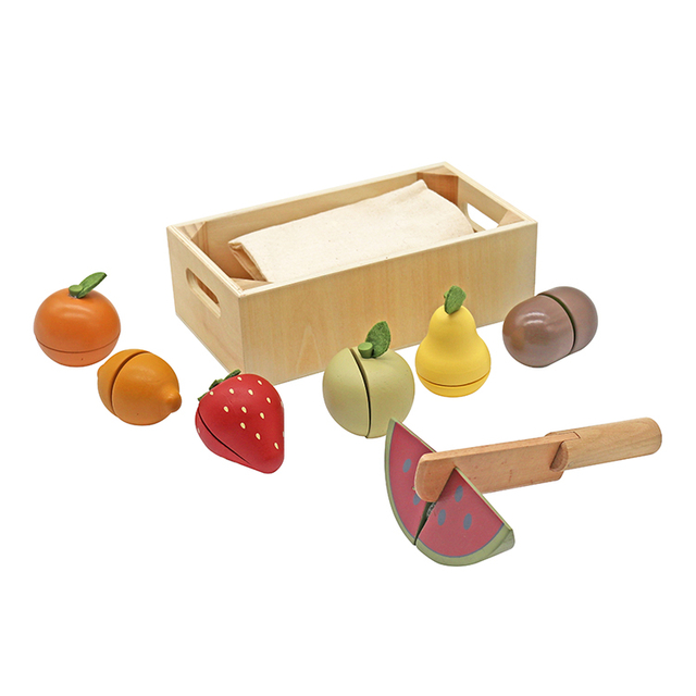 Wooden Fruit Cutting Play Set and Storage Box