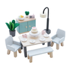 Mini Wooden Dining Room Furniture Set for Dollhouse