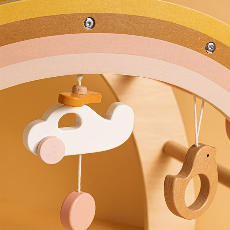  Wooden Rainbow Baby Gym Activity Climbing Frame with Hanging Toys