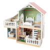 Wooden Multi - Level Dollhouse with Mini Rooms and Furniture