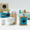 Wooden Mini Dollhouse Bathroom Furniture Set with Accessories