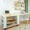 Wooden Convertible Kids Activity Table and Storage Unit with Shelf