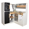  Wooden L-Shaped Kids Play Kitchen Set with Chalkboard Refrigerator