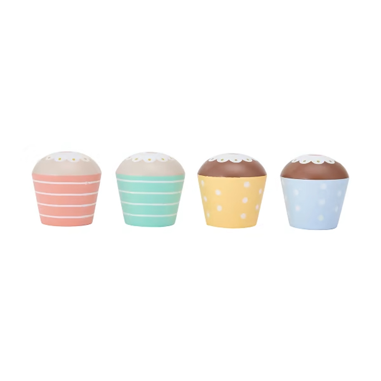 Wooden Cupcake Toy Set with Serving Tray 