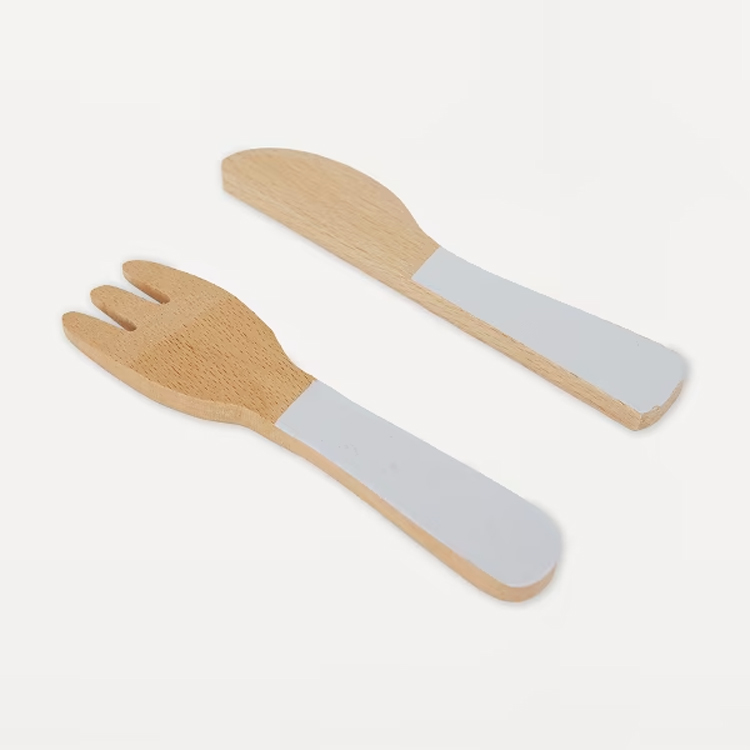 Wooden Breakfast Play Food Set with Utensils