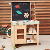 Wooden Kids Play Kitchen Set with Chalkboard Drawing