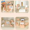 Wooden Multi-Level Dollhouse with Furniture for Kids' Pretend Play