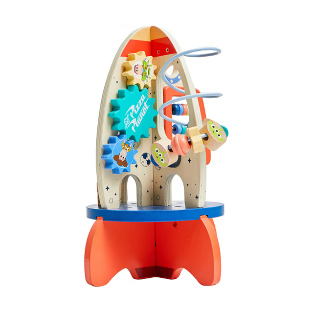 Wooden Rocket Activity Toy for Kids with Abacus & Space Elements