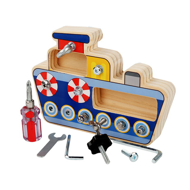 Wooden Ship Take - Apart Toy with Tools for Kids