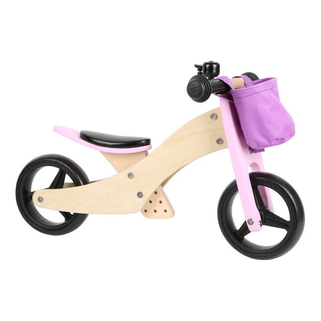 Wooden Kids Tricycle with purple and Storage Basket