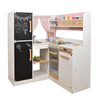 Pink Wooden L-Shaped Kids Play Kitchen Set with Chalkboard