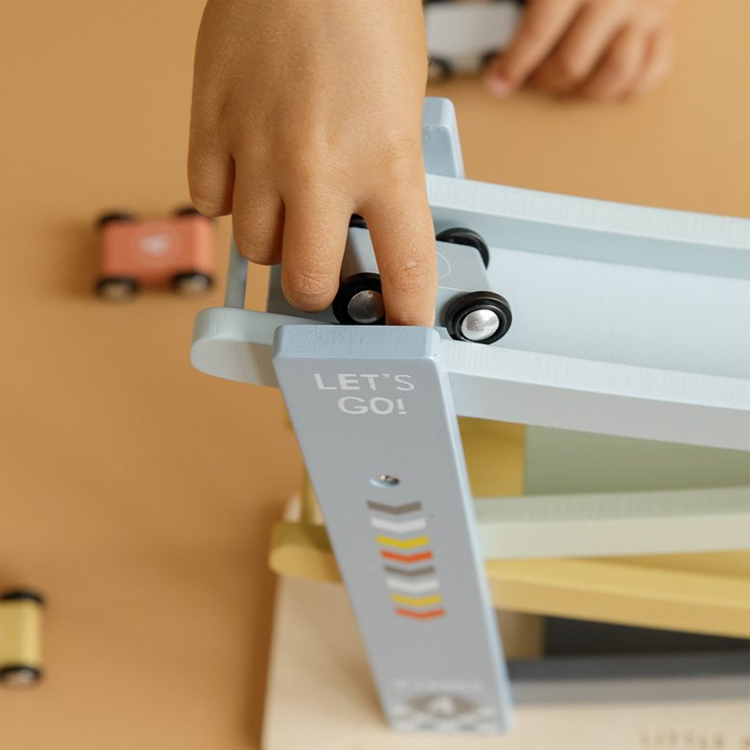 Wooden Ramp Racer Toy Set with Gliding Cars
