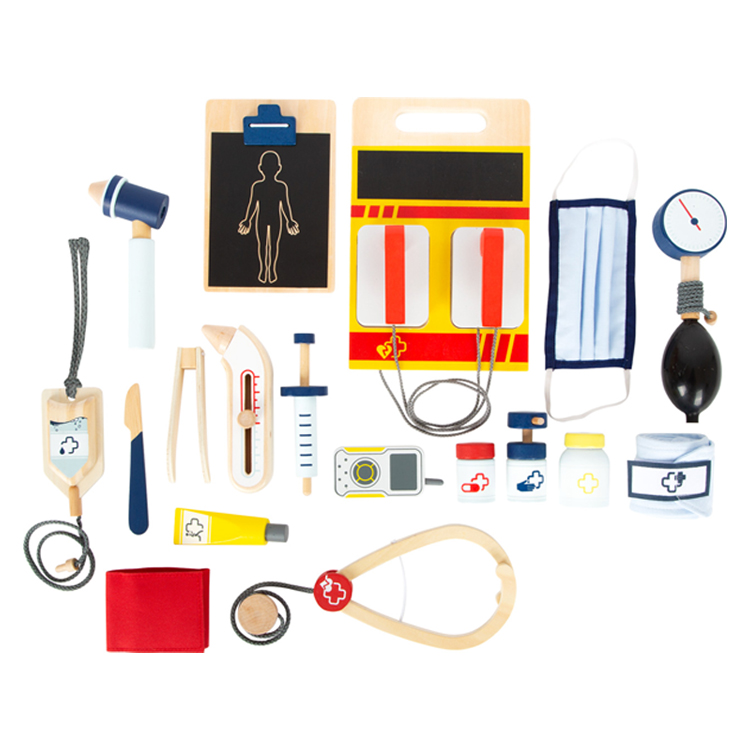 Wooden Kids Doctor Playset with First Aid Kit and Medical Accessories