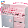 Kids Wooden Doll Bed Storage Unit with Adjustable Rail & Drawers